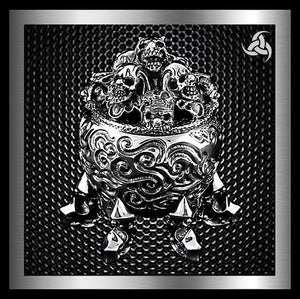 Biker Skull Stash Box Limited Edition 10 Ounce Solid Sterling Silver 1 - Biker Jewelry Club Sinister Silver Co.