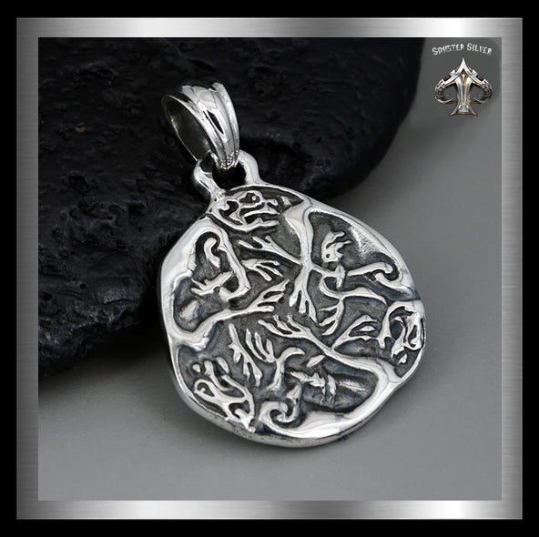 Viking Celtic Hounds Pendant Medallion Sterling Silver Norse Jewelry 1 - Biker Jewelry Club Sinister Silver Co.