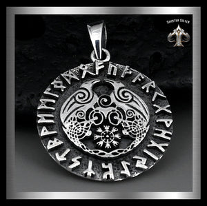 Sterling Silver Viking Ravens Biker Pendant 1 - Biker Jewelry Club Sinister Silver Co.