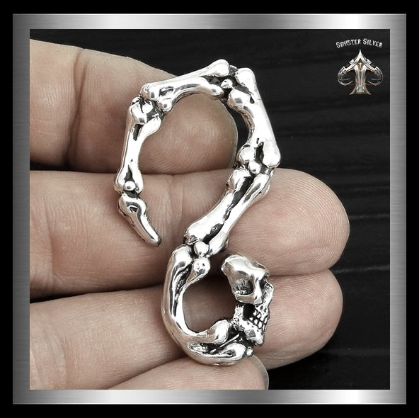 Sterling Silver Biker Skull Belt Hook Wallet Chain Connector 2 - Biker Jewelry Club Sinister Silver Co.