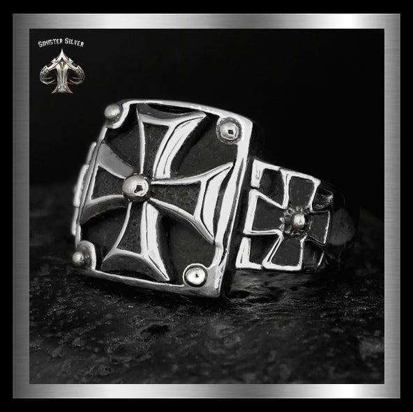 Sterling Silver Knights Templar Masonic Cross Mens Biker Ring 3 - Biker Jewelry Club Sinister Silver Co.