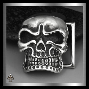 Sterling Silver Tough Biker Skull Belt Buckle Sinister Silver Co. Biker Jewelry Club 2