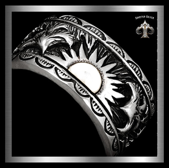 Viking Norse Double Falcon Biker Ring Sterling Silver Band 3 - Biker Jewelry Club Sinister Silver Co.