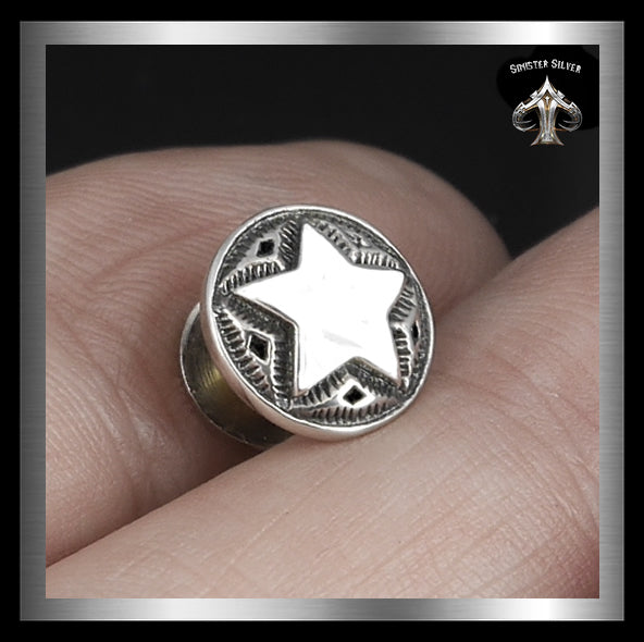 Sterling Silver Texas Star Biker Concho 10MM 1 - Biker Jewelry Club Sinister Silver Co.