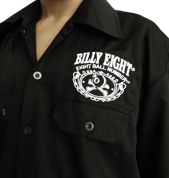 X-Large Black Embroidered Garage Shirt Billy Eight Street Rod Builders - Sinister Silver Co.