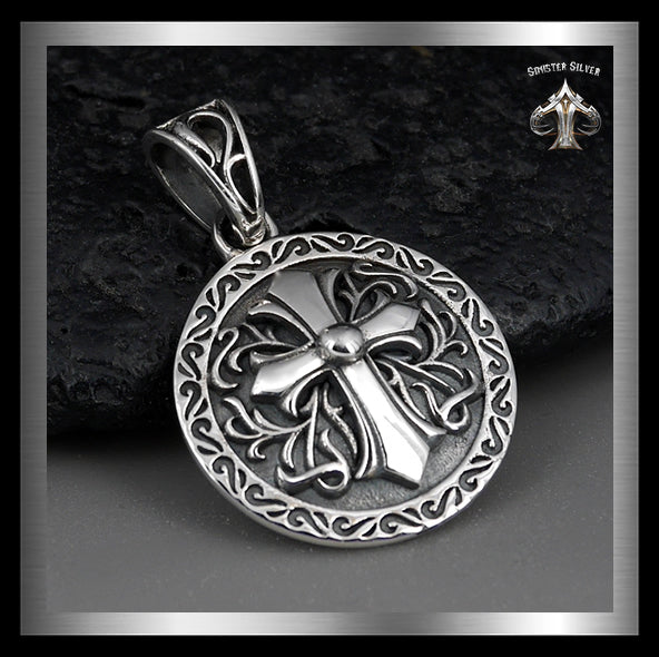 Men's Celtic Crucifix Necklace - Sterling Silver Pendant on 24