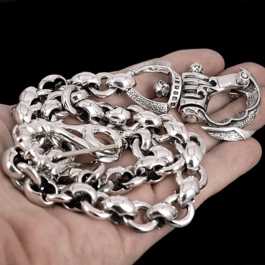 Sterling Silver Biker Wallet Chain Anchor Link 2 - Biker Jewelry Club Sinister Silver Co.