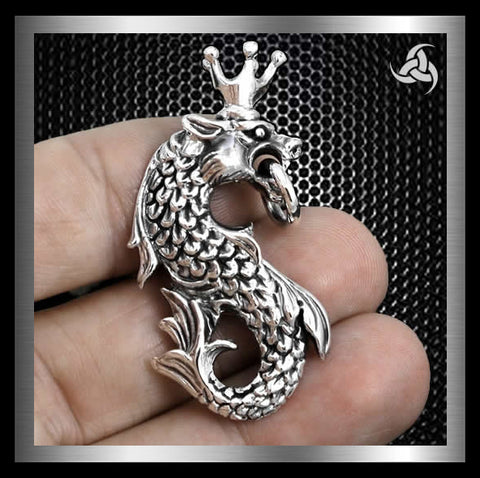Huge Heavy Midgard Serpent Pendant Sterling Silver Norse Jewelry 1 - Biker Jewelry Club Sinister Silver Co.