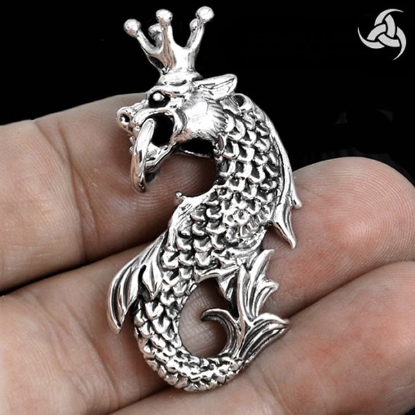 Huge Heavy Midgard Serpent Pendant Sterling Silver Norse Jewelry 3 - Biker Jewelry Club Sinister Silver Co.