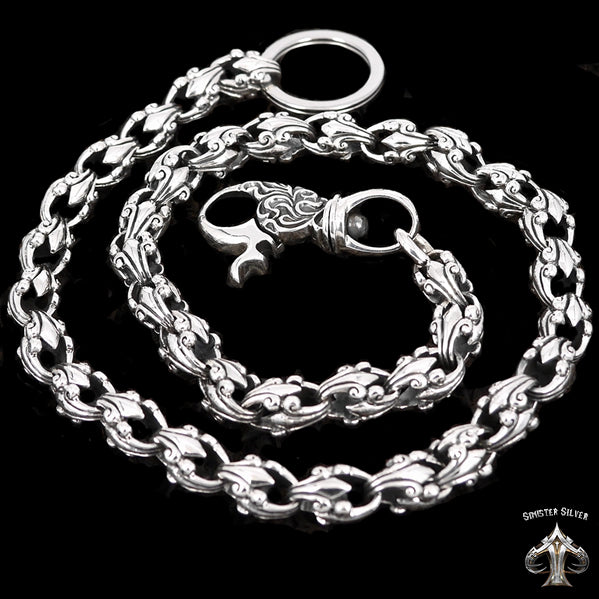 Sterling Silver Biker Wallet Chain Tribal Link 2 - Biker Jewelry Club Sinister Silver Co.