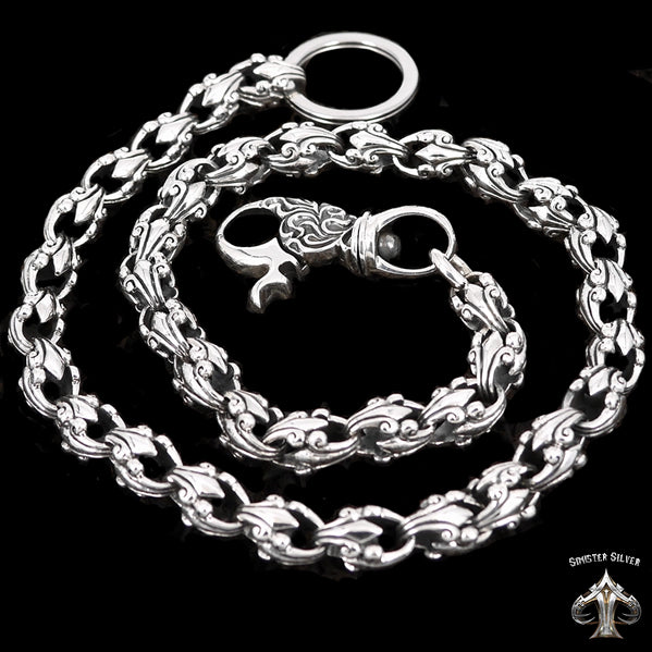 Sterling Silver Biker Wallet Chain Tribal Link 2 - Biker Jewelry Club Sinister Silver Co.