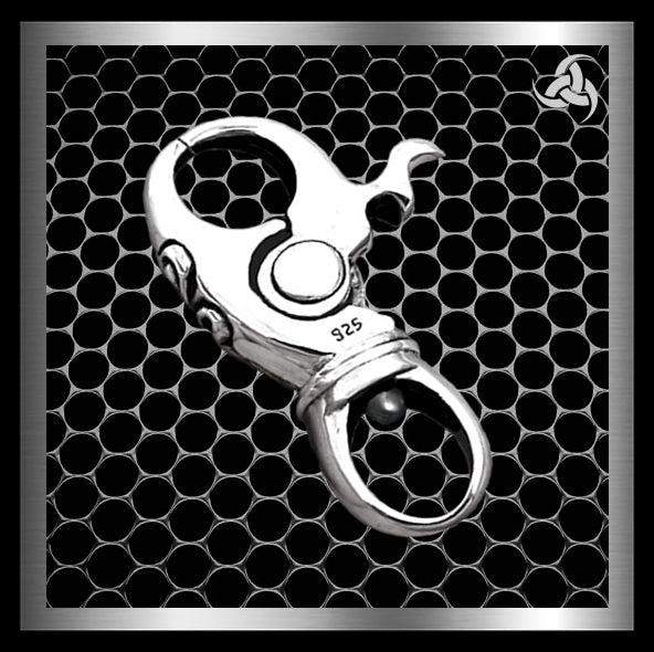 Biker Tribal Scroll Sterling Silver Belt Clip Wallet Chain Part 3 - Biker Jewelry Club Sinister Silver Co.