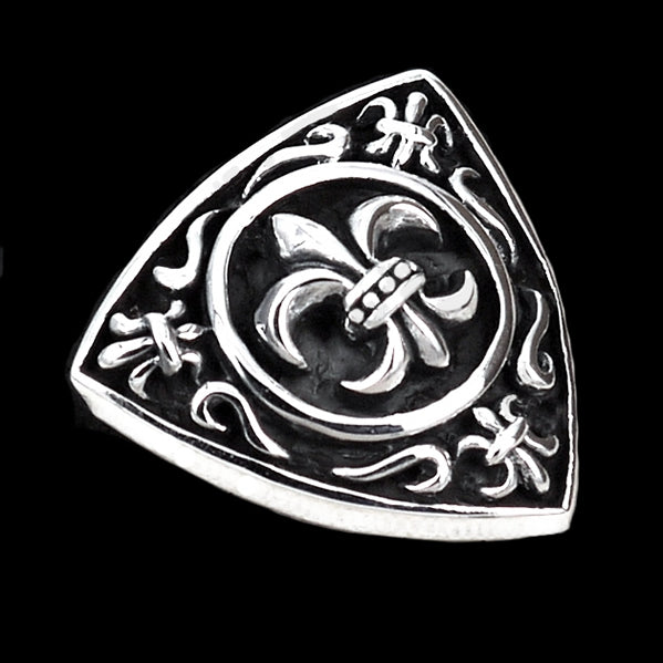 Sterling Silver Biker Concho Fleur De Lis Snap Cover 2 - Biker Jewelry Club Sinister Silver Co.