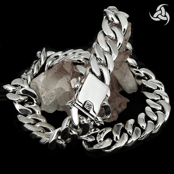 Sterling Silver Mens Cuban Link Curb Chain Biker Necklace 2 - Biker Jewelry Club Sinister Silver Co.