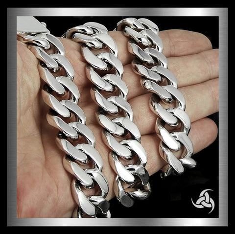 Sterling Silver Mens Cuban Link Curb Chain Biker Necklace 1 - Biker Jewelry Club  Sinister Silver Co.