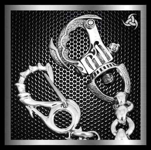 Sterling Silver Biker Wallet Chain Anchor Link 1 - Biker Jewelry Club Sinister Silver Co.