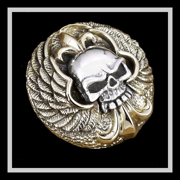 Sterling Silver Biker Skull And Wings Concho 4 - Biker Jewelry Club Sinister Silver Co.