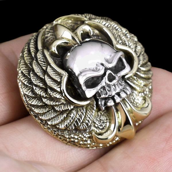 Sterling Silver Biker Skull And Wings Concho 2 - Biker Jewelry Club Sinister Silver Co.