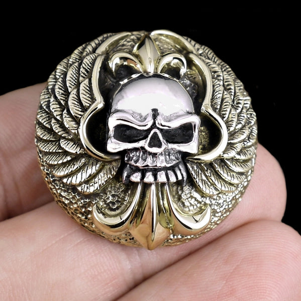 Sterling Silver Biker Skull And Wings Concho 3 - Biker Jewelry Club Sinister Silver Co.