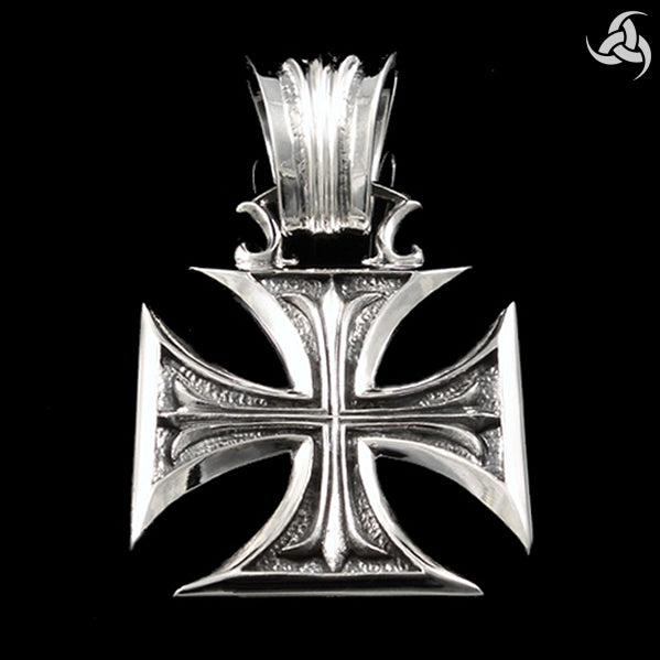 Biker Pendant Maltese Iron Cross Design Sterling Silver - Biker Jewelry Club Sinister Silver Co.