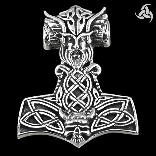 Viking Valkyrie Thors Hammer Solid Sterling Silver Norse 2 - Biker Jewelry Club Sinister Silver Co.