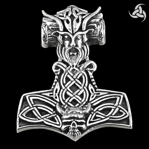 Viking Valkyrie Thors Hammer Solid Sterling Silver Norse 2 - Biker Jewelry Club Sinister Silver Co.