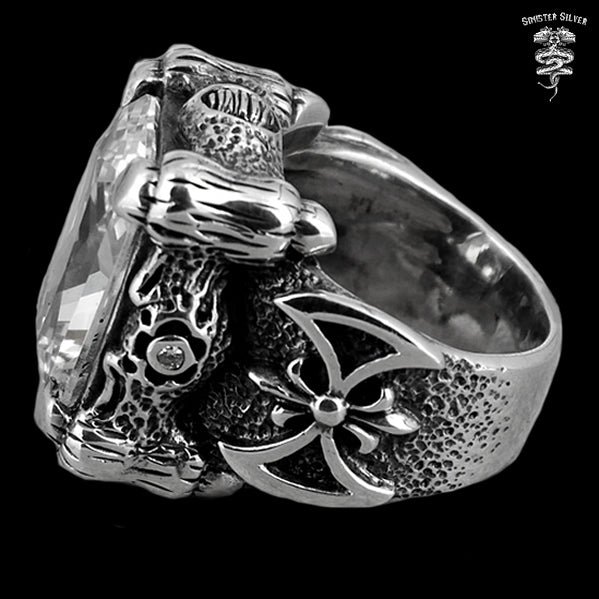 Sterling Silver Biker Dragon Claw Ring 3 - Biker Jewelry Club Sinister Silver Co.