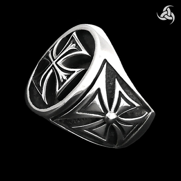 Sterling Silver Knights Templar Biker Maltese Cross Ring – Biker
