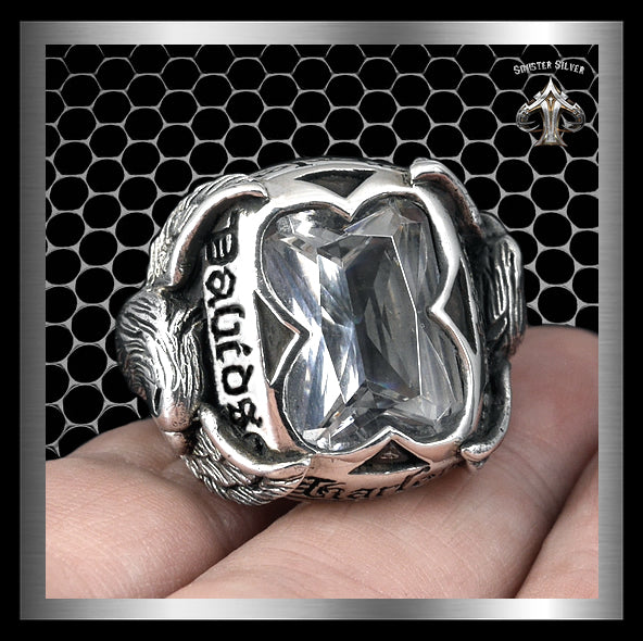 Sterling Silver Double Eagle Biker Ring 1 - Biker Jewelry Club Sinister Silver Co.